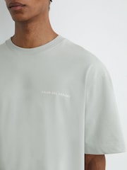 Reiss Sage Casa Cotton Logo Short-Sleeve Relaxed T-Shirt - Image 4 of 5