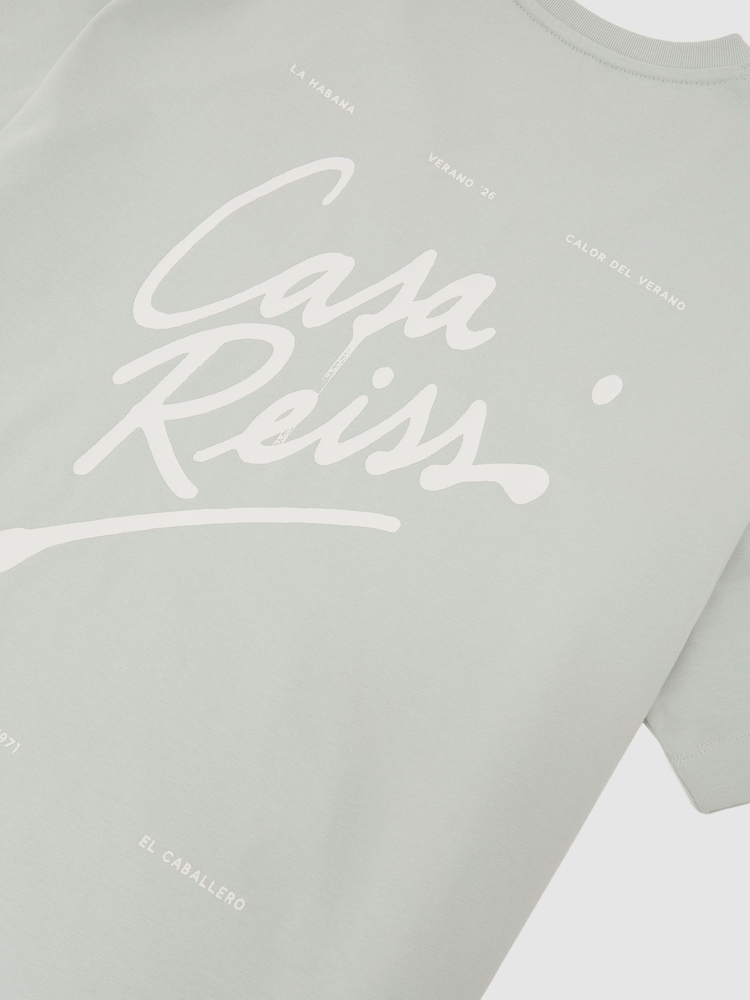 Salvia - Reiss Casa bomullslogotyp kortärmad avslappnad t-shirt - Bild 6 av 6