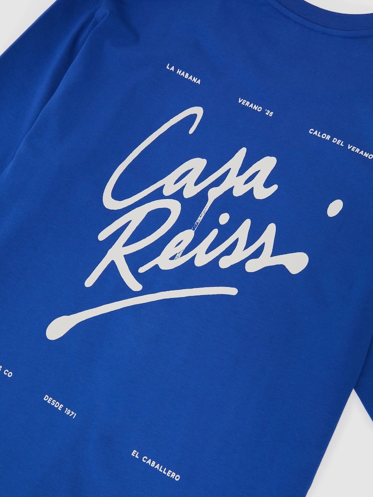 Reiss Bright Blue Palma Cotton Logo Long-Sleeve Relaxed T-Shirt - Image 6 of 6 Reiss Bright Blue Palma Cotton Logo Long-Sleeve Relaxed T-Shirt - Image 6 of 6