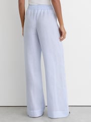 銀藍色 - Reiss Riley Linen Ladder-Embroidery Wide-Leg Trousers - 圖片 7，共 8