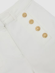 Reiss White Athena Button-Detail Flared Jeans - Image 8 of 8