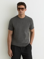 Gri - Reiss Bradley Premium-Interlock Modern-Fit T-Shirt - Imaginea 1 din 6