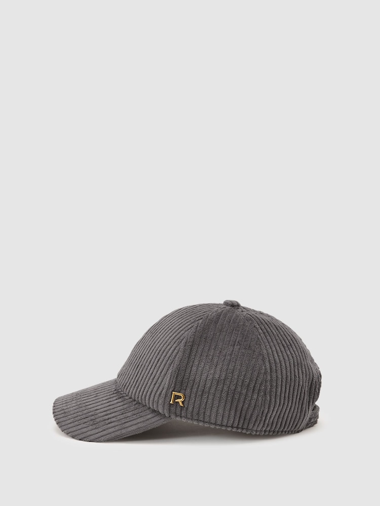 Reiss Grey Caitlin Cotton Corduroy Baseball Cap - Image 2 of 4