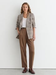 Taupe Neutral - Zožane nabrane hlače Reiss Clay Lyocell - Slika 1 iz 6