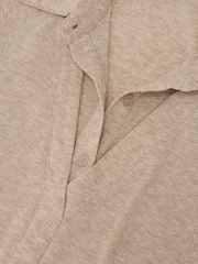Reiss Oatmeal Neutral Shona Collar-Insert Jersey-Knit Top with Wool - Image 6 of 6