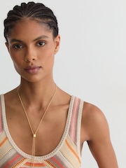 Reiss Neutral/Coral Miriam Striped Knit Scoop-Neck Vest - Image 3 of 7