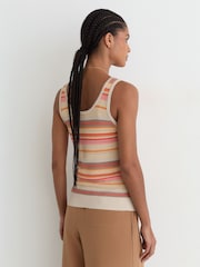 Reiss Neutral/Coral Miriam Striped Knit Scoop-Neck Vest - Image 5 of 7