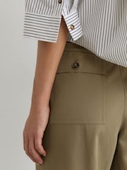 Reiss Khaki Green Kasia Cotton-Lyocell Tapered Trousers - Image 5 of 7