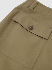 Reiss Khaki Green Kasia Cotton-Lyocell Tapered Trousers - Image 7 of 7