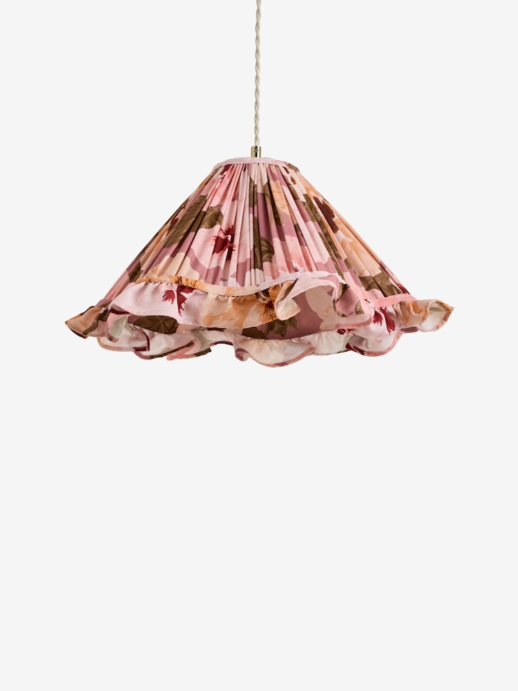 Poodle & Blonde Pink Floral Print Easy Fit Shade Ceiling Light - Image 6 of 6 Poodle & Blonde Pink Floral Print Easy Fit Shade Ceiling Light - Image 6 of 6