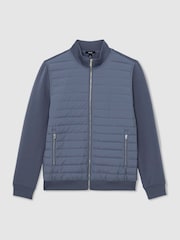 Reiss Airforce Blue Freddie Hybrid Quilt and Interlock Zip Jacket - Image 2 of 6