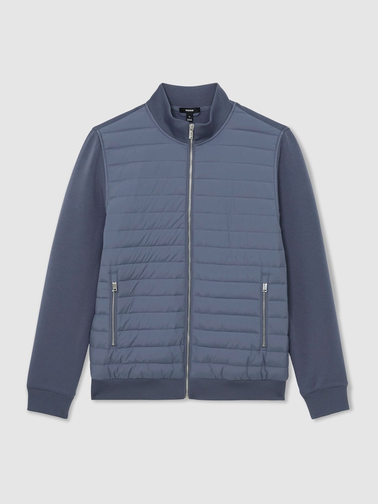Reiss Airforce Blue Freddie Hybrid Quilt and Interlock Zip Jacket - Image 2 of 6