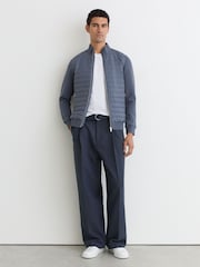 Reiss Airforce Blue Freddie Hybrid Quilt and Interlock Zip Jacket - Image 5 of 6