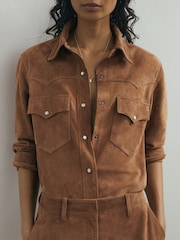 Atelier Suede Western Press-Stud Shirt - Image 1 of 7