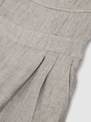 Reiss Neutral Flora Petite Linen Structured Wide-Leg Jumpsuit - Image 9 of 10