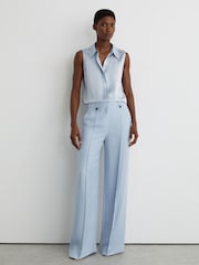 Reiss Light Blue Amelia Silk Sleeveless Shirt - Image 3 of 7