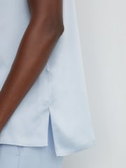 Reiss Light Blue Amelia Silk Sleeveless Shirt - Image 5 of 7