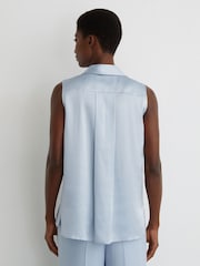 Reiss Light Blue Amelia Silk Sleeveless Shirt - Image 6 of 7