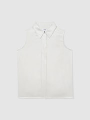 Reiss Ivory Amelia Silk Sleeveless Shirt - Image 2 of 6