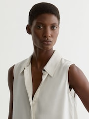 Reiss Ivory Amelia Silk Sleeveless Shirt - Image 4 of 6