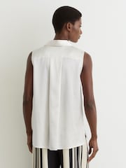 Reiss Ivory Amelia Silk Sleeveless Shirt - Image 5 of 6