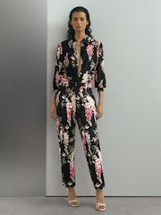 Atelier Silk-Chiffon Floral-Print Black Shirt - Εικόνα 3 από 7
