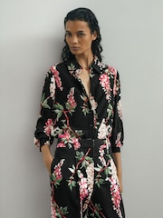 Atelier Silk-Chiffon Floral-Print Black Shirt - Εικόνα 4 από 7
