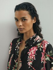 Atelier Silk-Chiffon Floral-Print Black Shirt - Εικόνα 5 από 7