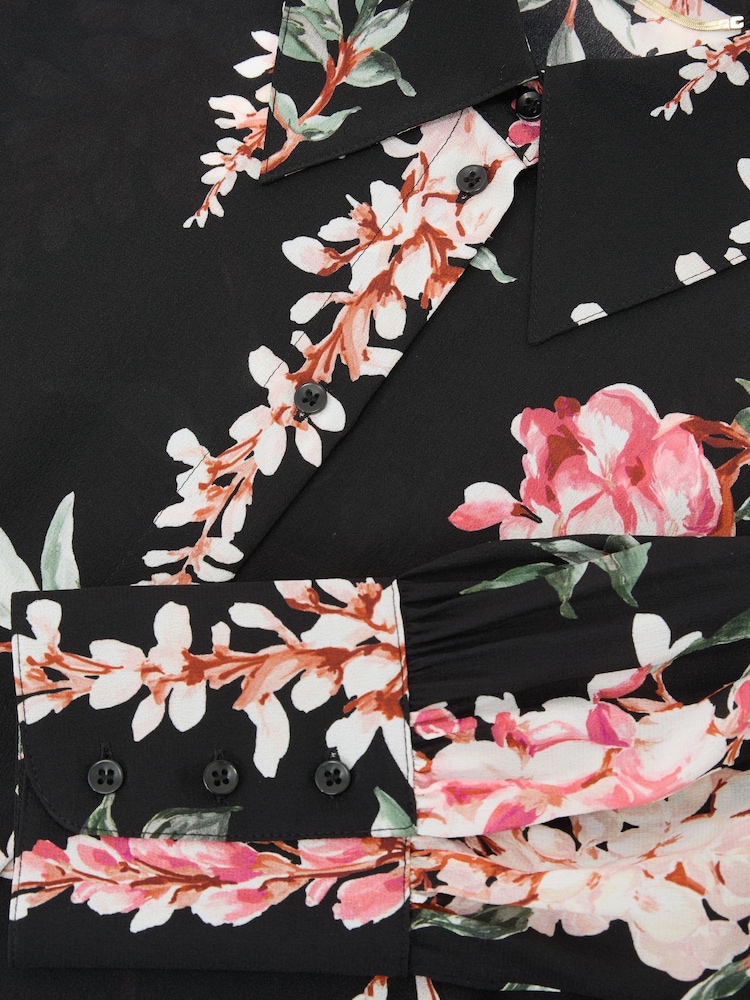 Atelier Silk-Chiffon Floral-Print Black Shirt - Εικόνα 7 από 7