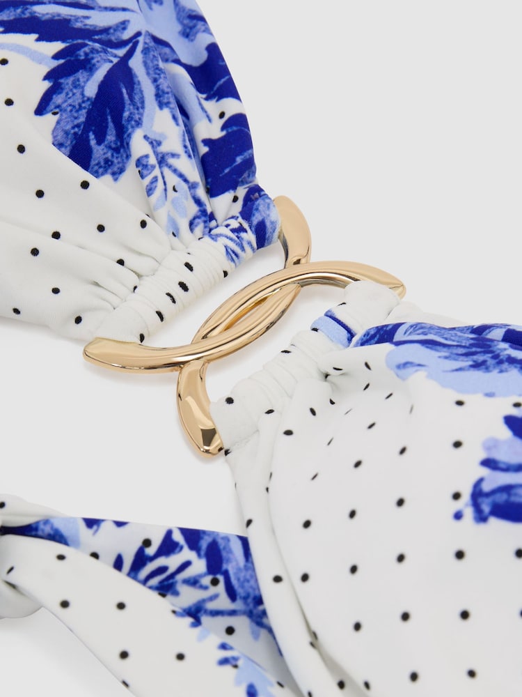 Reiss Blue/Ivory Johannah Floral-Print Halter Bandeau Bikini Top - Image 8 of 8 Reiss Blue/Ivory Johannah Floral-Print Halter Bandeau Bikini Top - Image 8 of 8