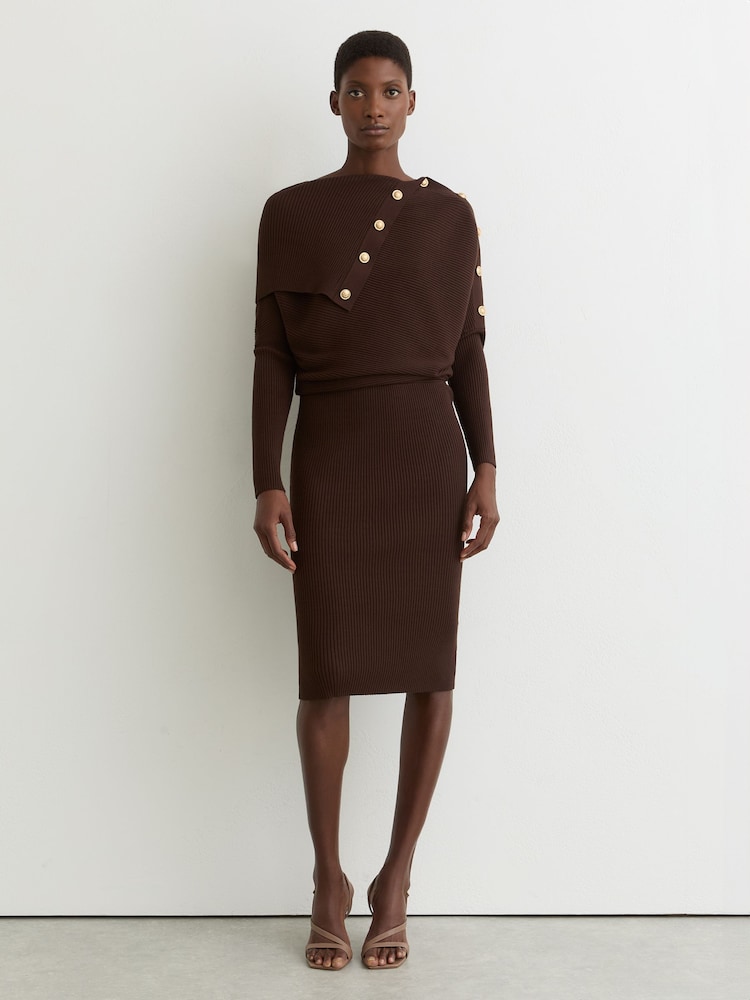 chocolate brown ribbed dress Reiss natural linen dress How To Style Black Size:15.5 US (39 EU) Crafted from a durable