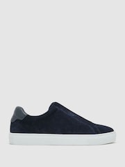 Reiss Dark Navy Emil Suede Slip-On Elasticated Trainers - Image 2 of 4