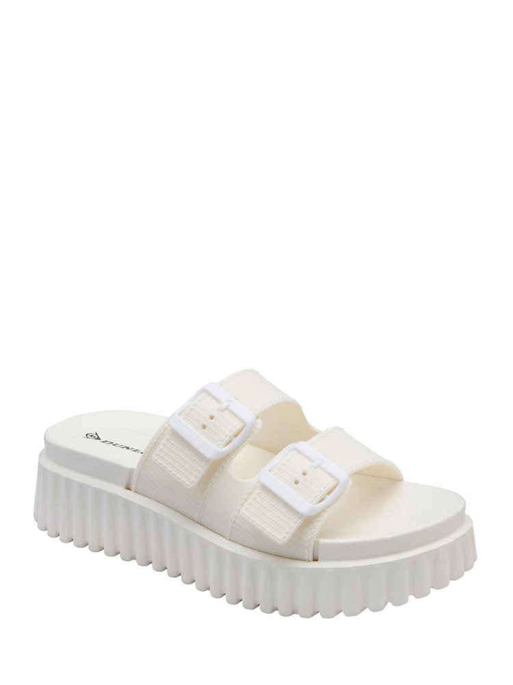 Dunlop White Double Strap Wedge Mule Sandals - Image 1 of 4