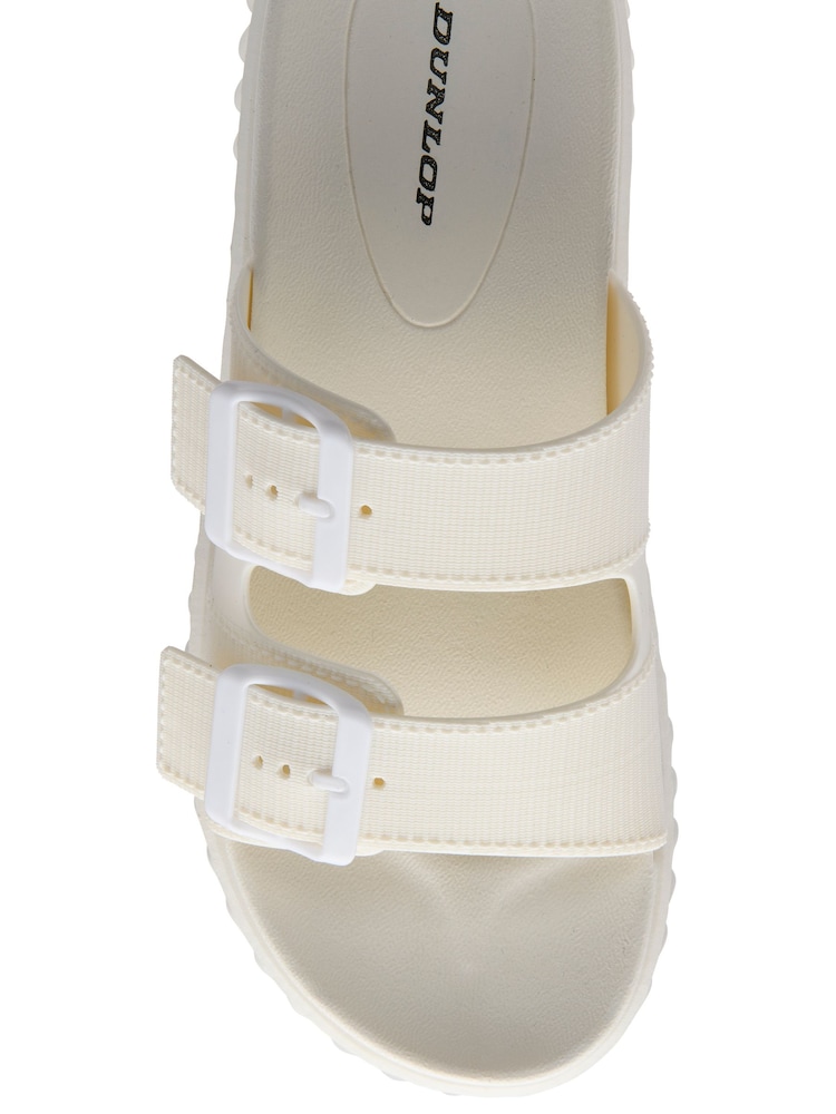 Dunlop White Double Strap Wedge Mule Sandals - Image 4 of 4