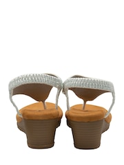 Dunlop Silver Toe Post Wedge Elasticated Sandals - Image 3 of 4