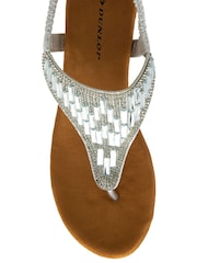 Dunlop Silver Toe Post Wedge Elasticated Sandals - Image 4 of 4