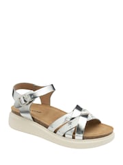 Dunlop Silver Ankle Strap Wedge Sandals - Image 1 of 4