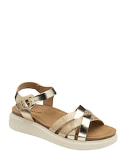 Dunlop Gold Ankle Strap Wedge Sandals - Image 1 of 4