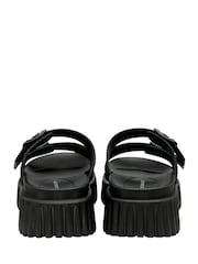 Dunlop Black Double Strap Wedge Mule Sandals - Image 3 of 4