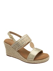 Dunlop Gold Double Strap Wedge Sandals - Image 1 of 4
