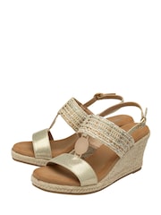 Dunlop Gold Double Strap Wedge Sandals - Image 2 of 4