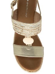 Dunlop Gold Double Strap Wedge Sandals - Image 4 of 4