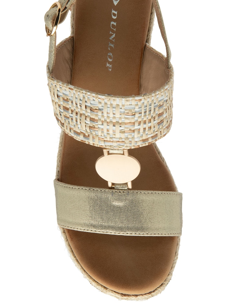 Dunlop Gold Double Strap Wedge Sandals - Image 4 of 4