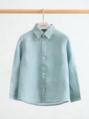 Reiss Ultramarine Green Ruban 13-14 yrs Linen Cutaway-Collar Shirt - Image 2 of 3