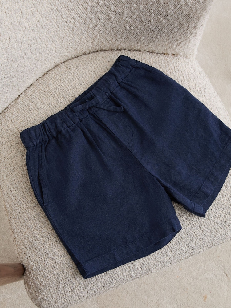 Reiss Blue Fraser 13-14 yrs Linen-Blend Drawstring Shorts - Image 2 of 3 Reiss Blue Fraser 13-14 yrs Linen-Blend Drawstring Shorts - Image 2 of 3