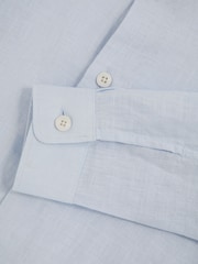 Reiss Pale Blue Ruban 13-14 yrs Linen Cutaway Collar Shirt - Image 4 of 4
