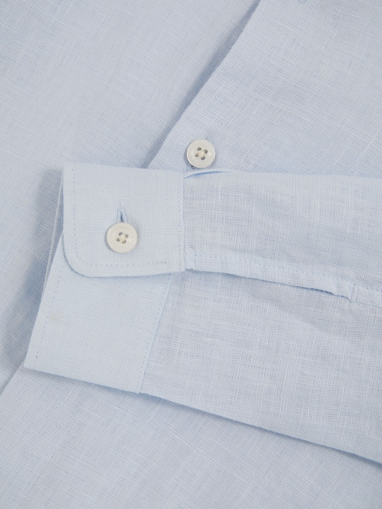 Reiss Pale Blue Ruban 13-14 yrs Linen Cutaway Collar Shirt - Image 4 of 4