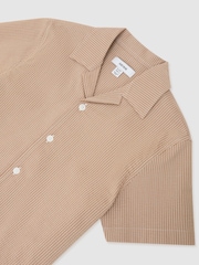 Reiss Taupe Pyrus Striped Cuban-Collar Shirt - Image 3 of 3