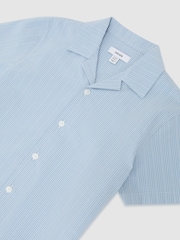 Reiss Blue Pyrus Striped Cuban-Collar Shirt - Image 3 of 3