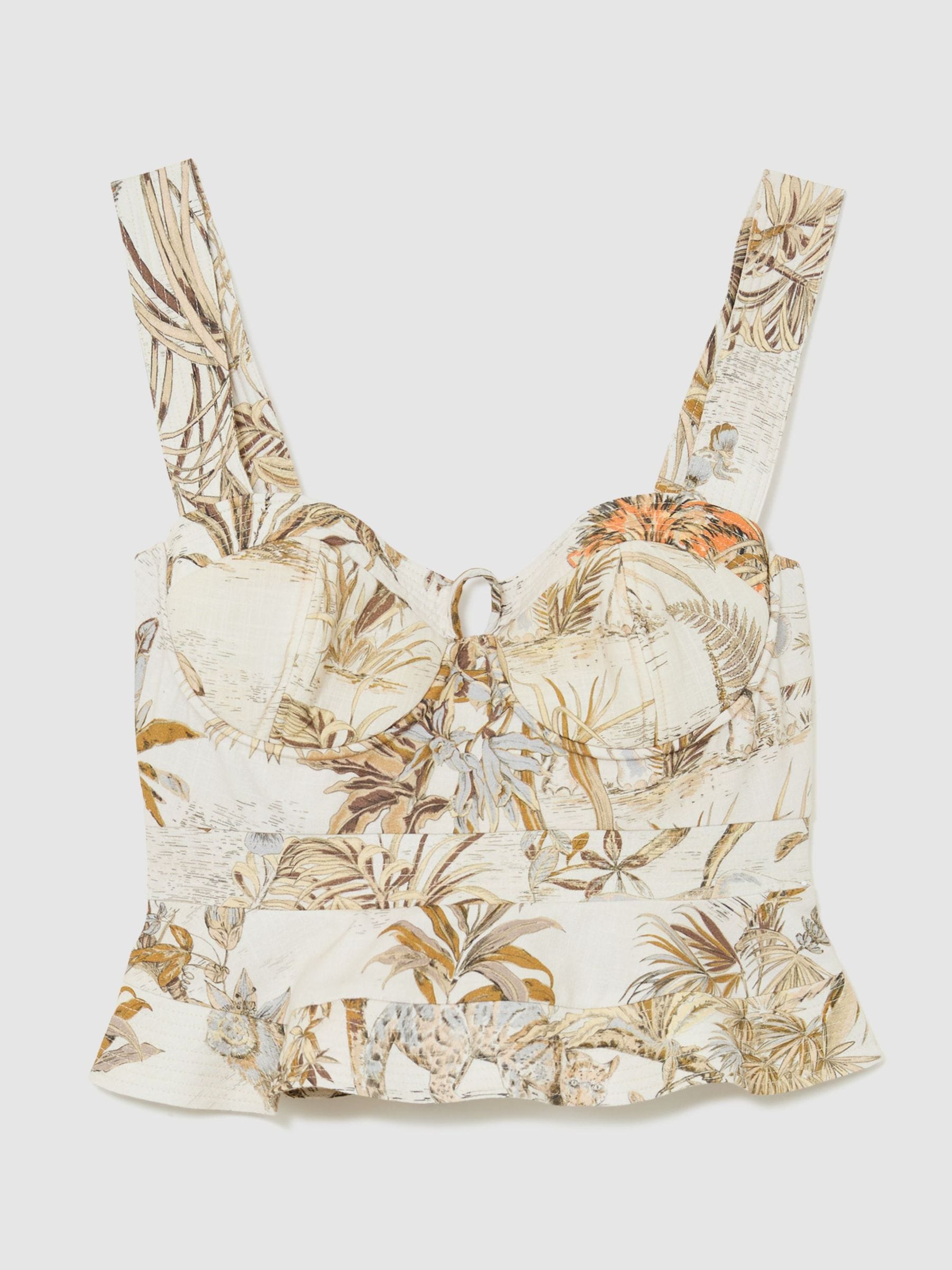 Buy Reiss Neutral Remi Cotton Safari Print Bustier Top from Next USA